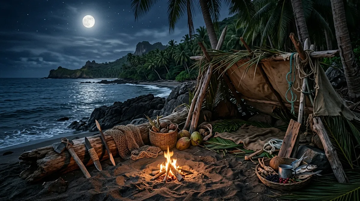 Ilustrace k audioknize Robinson Crusoe