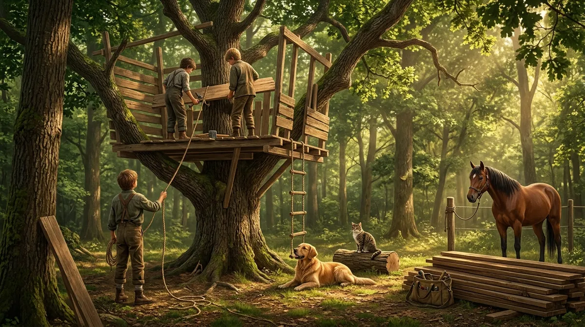 Ilustrace k audioknize Traja kamoši a fakticky fantastický bunker